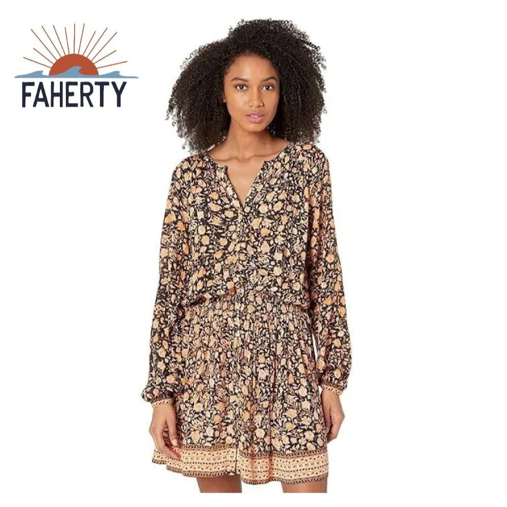 Faherty Montara Long Sleeve Mini Dress size S Wanderlust Floral NWT Cinch Waist